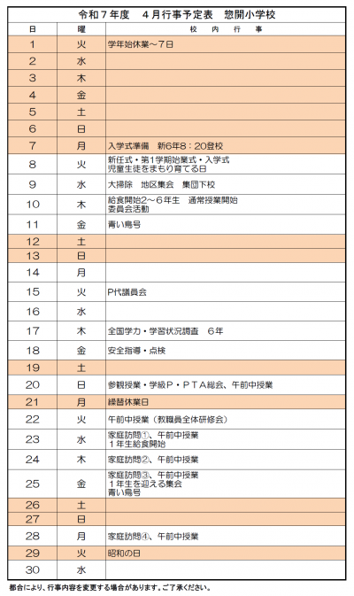 R7　4月行事